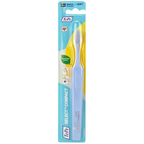 TePe Select Compact Soft Toothbrush Μαλακή Οδοντόβουρτσα με Μικρή Κεφαλή για Αποτελεσματικό Καθαρισμό 1 Τεμάχιο - Ανοιχτό Γαλάζιο